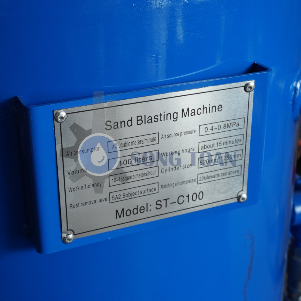 máy phun cát dạng cối 100 lít